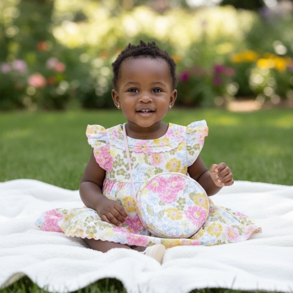Floral Baby Dress with Matching Bag